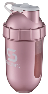 Protein shaker bottle 700mls "Tumbler View" Rose Gold/White Logo/Clear Window