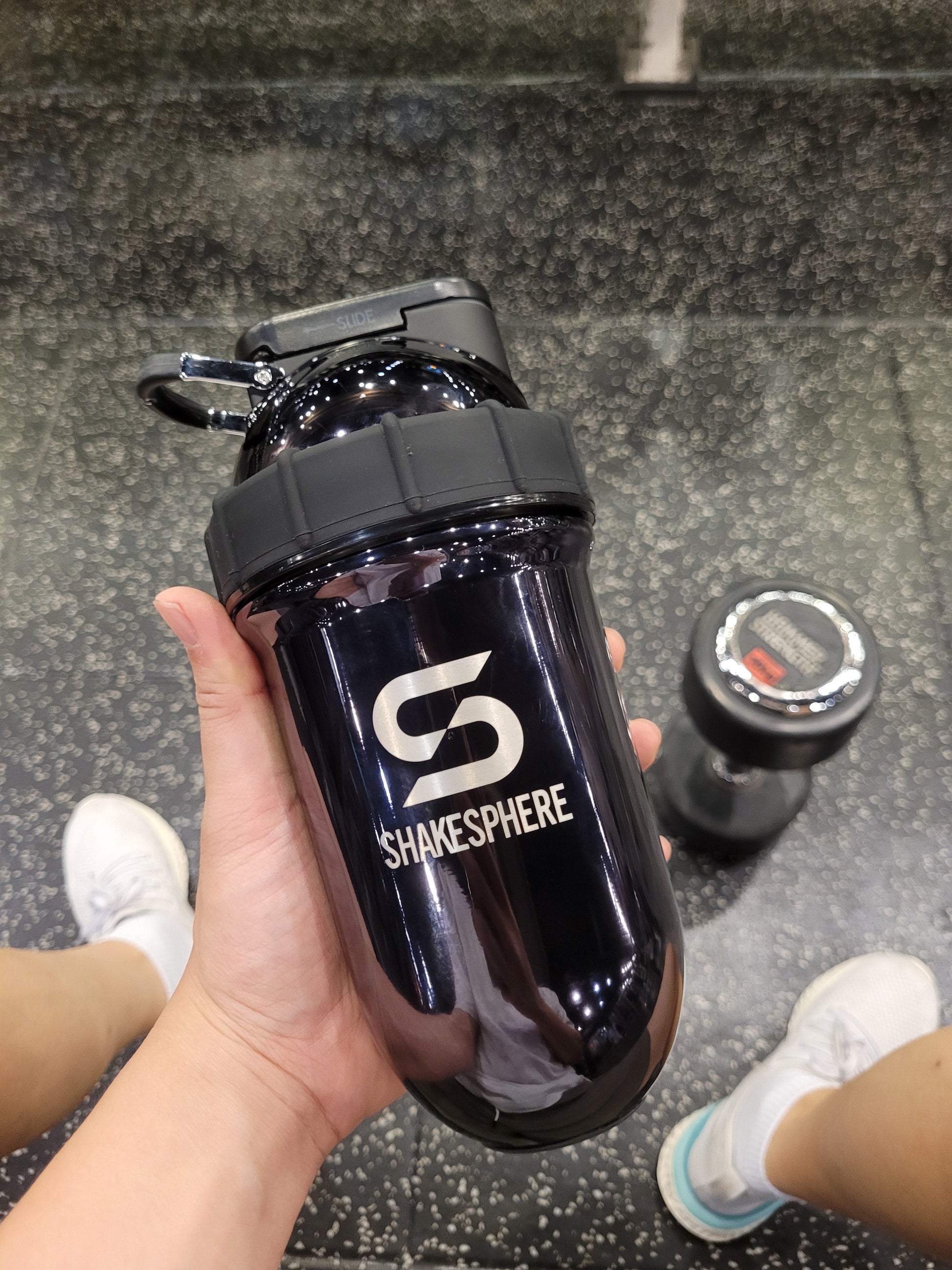 Protein shaker bottle 700mls "Tumbler" Double Wall Steel Mirrored Black - 販売準備中 -