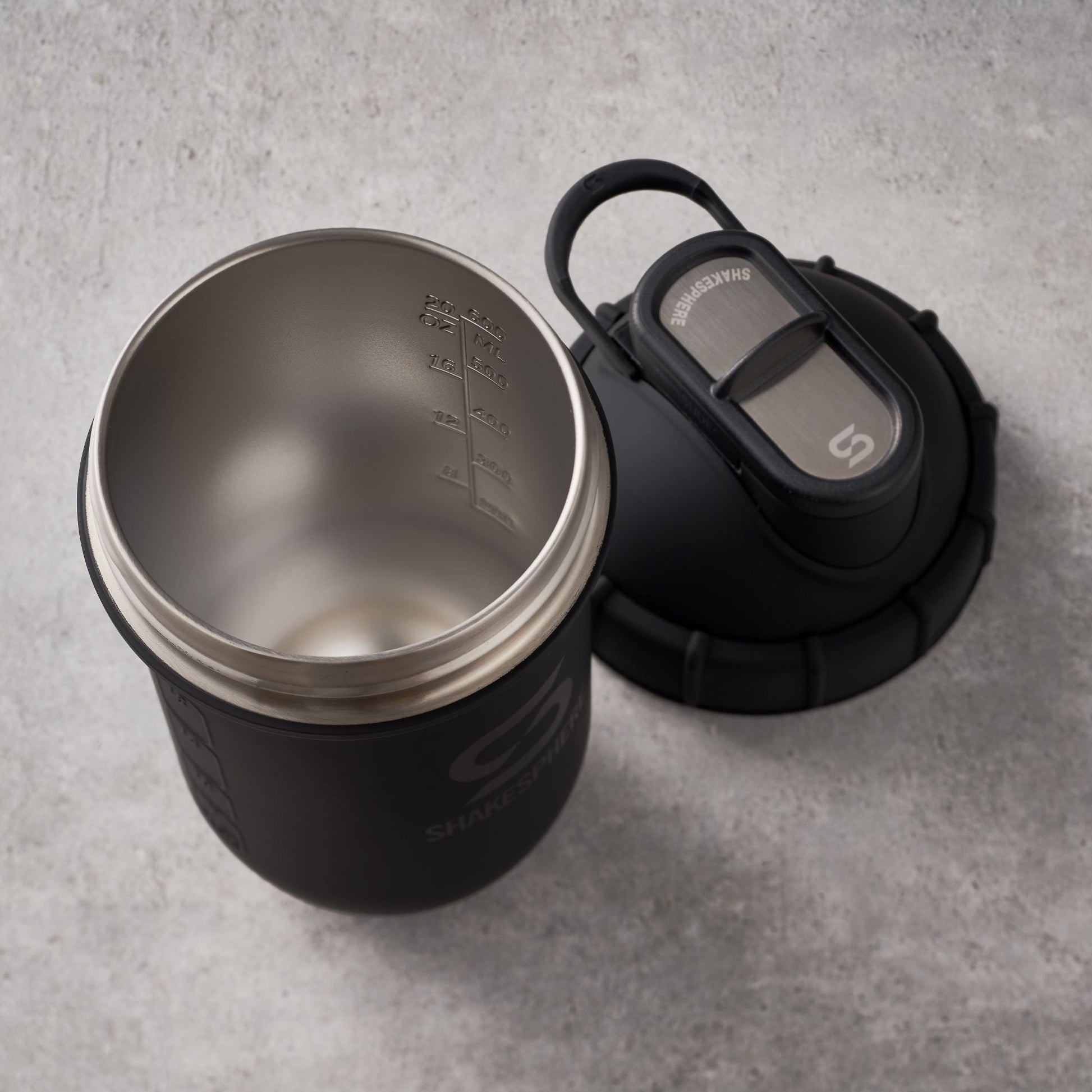 Protein shaker bottle 700mls "Tumbler" Double Wall Steel Matte Black　- 販売準備中 -
