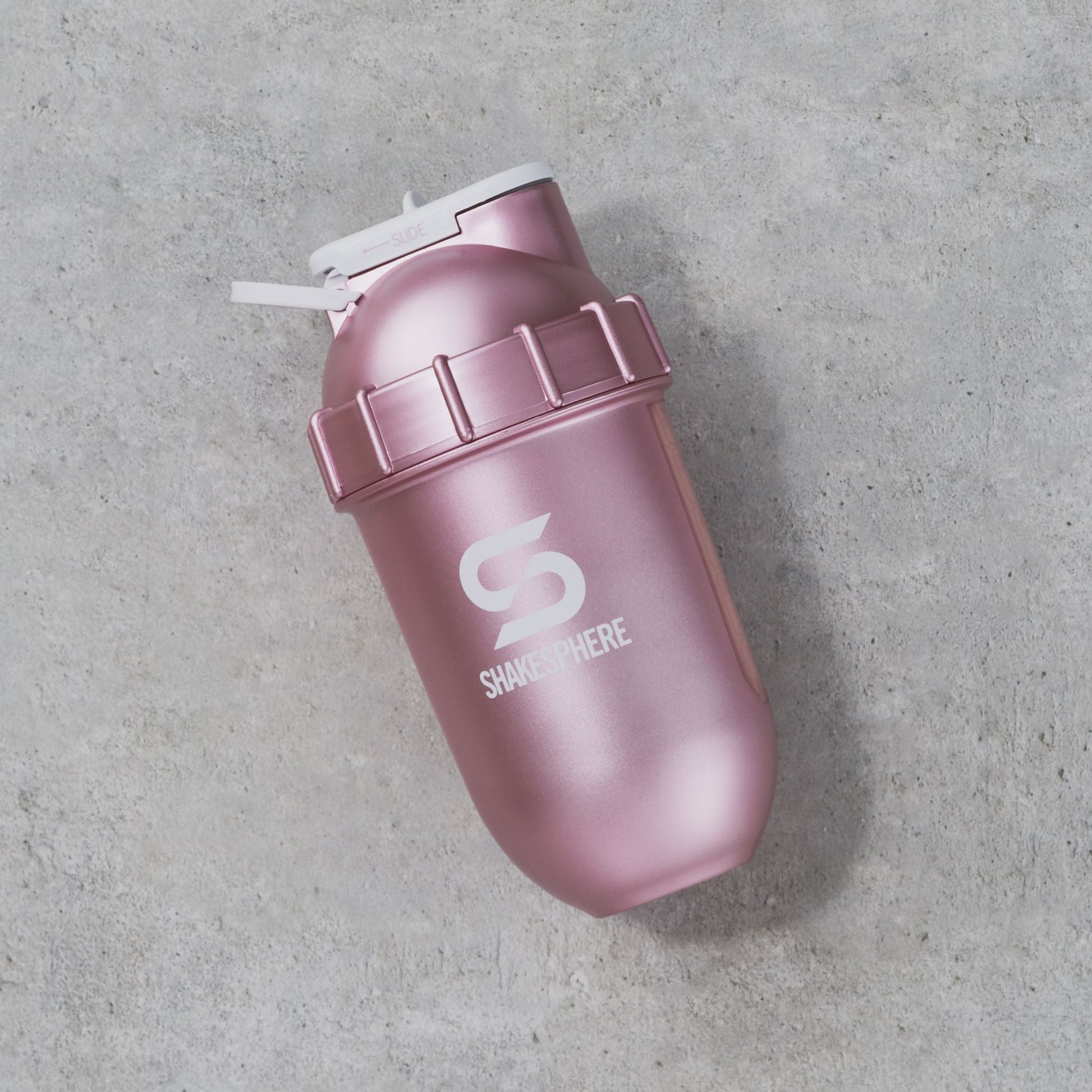 Protein shaker bottle 700mls "Tumbler View" Rose Gold/White Logo/Clear Window　- 販売準備中 -
