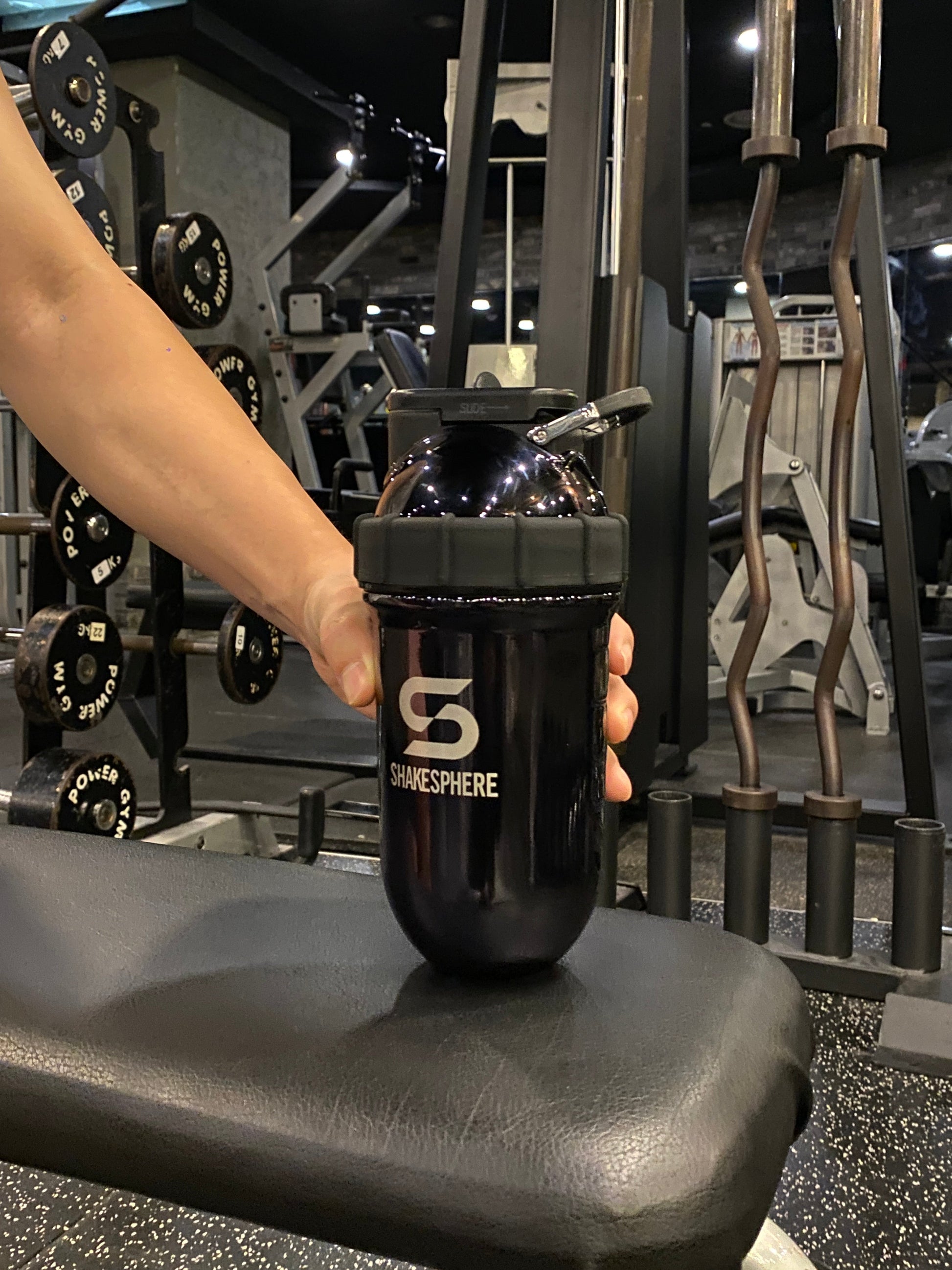 Protein shaker bottle 700mls "Tumbler" Double Wall Steel Mirrored Black - 販売準備中 -