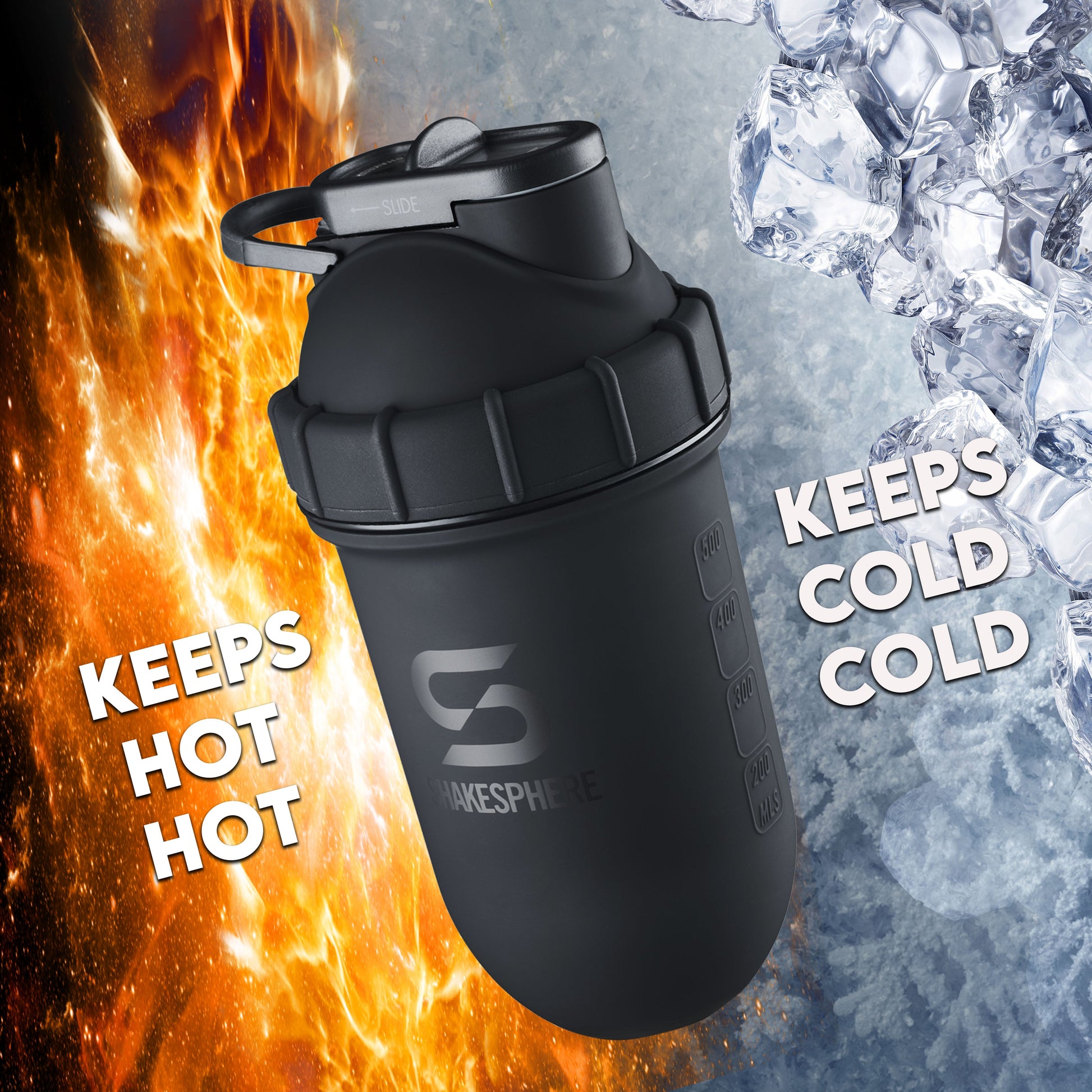 Protein shaker bottle 700mls "Tumbler" Double Wall Steel Matte Black　- 販売準備中 -