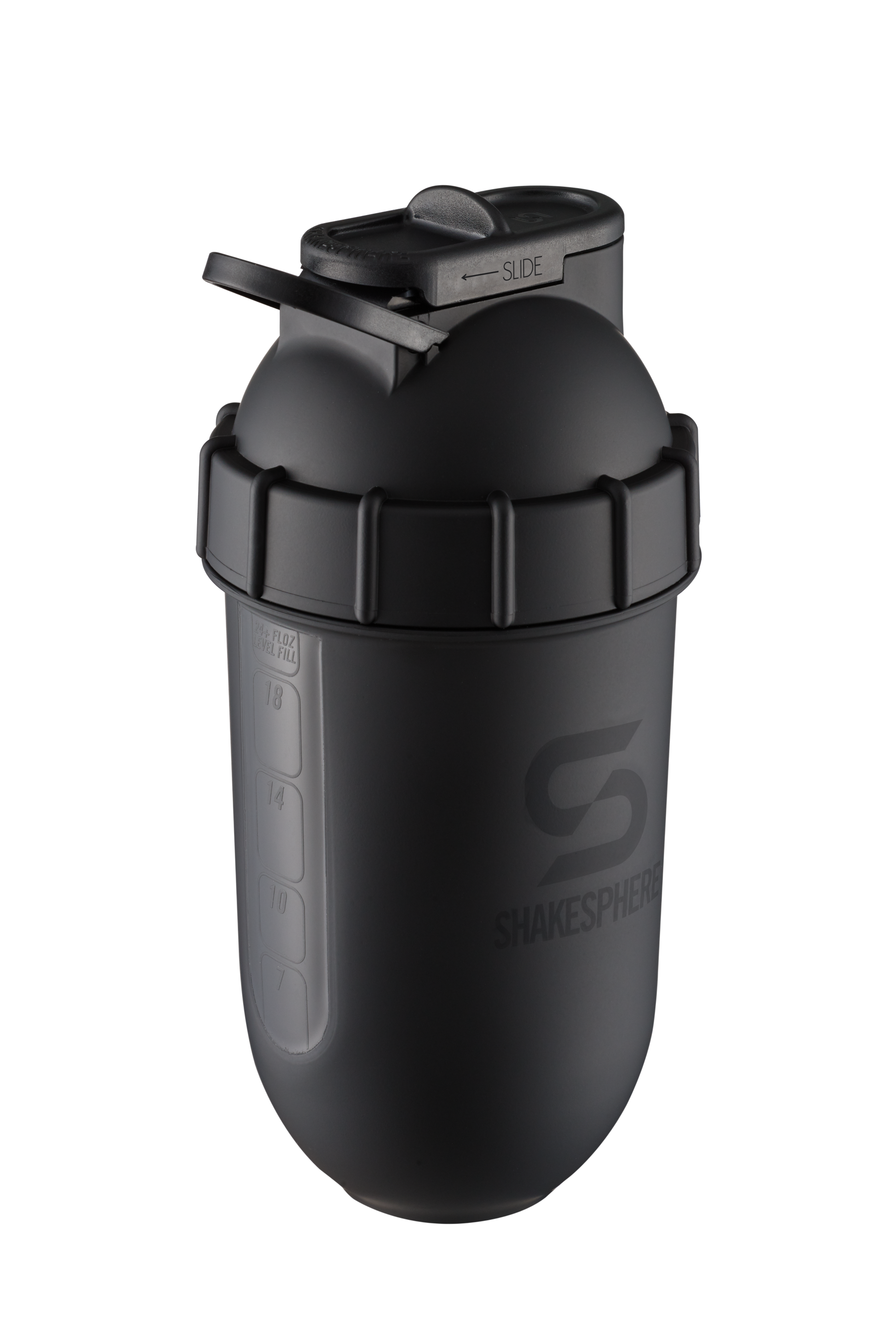 Protein shaker bottle 700mls "Tumbler View" Matte Black/Black Window　- 販売準備中 -