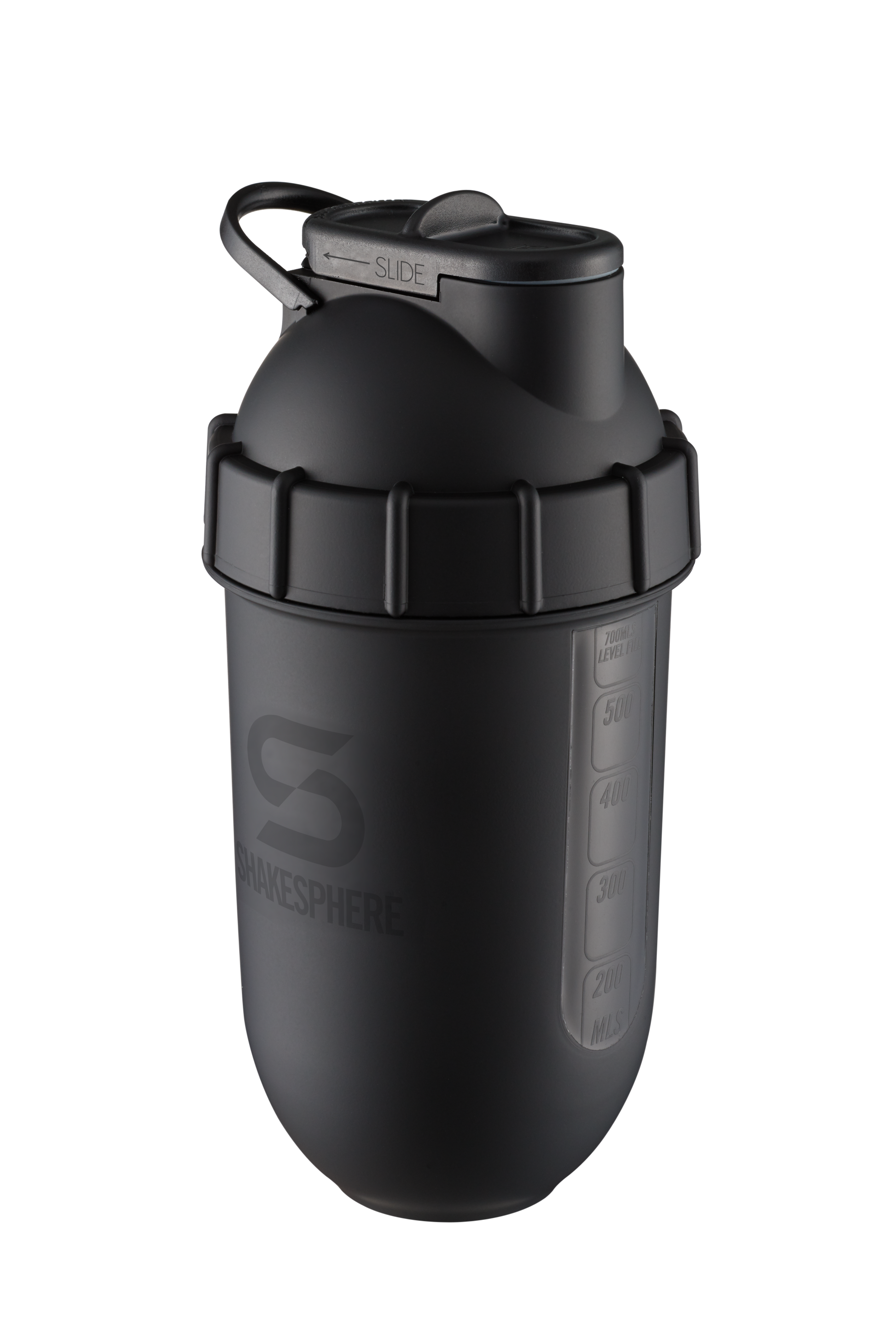 Protein shaker bottle 700mls "Tumbler View" Matte Black/Black Window　- 販売準備中 -