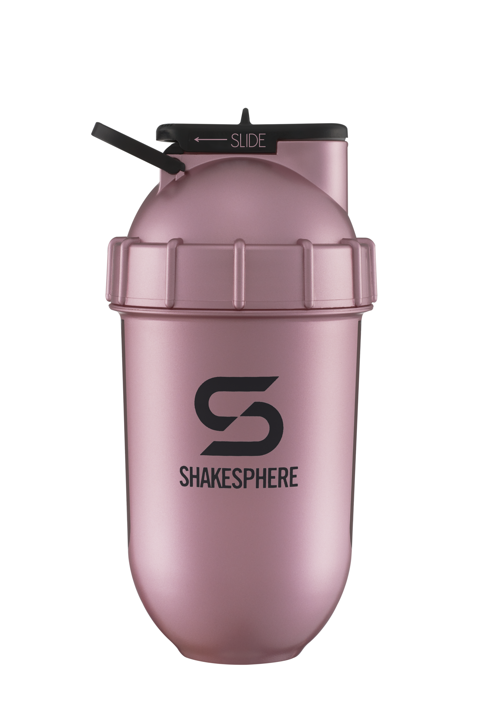 Protein shaker bottle 700mls "Tumbler View" Rose Gold/Black Logo/Black Window　- 販売準備中 -
