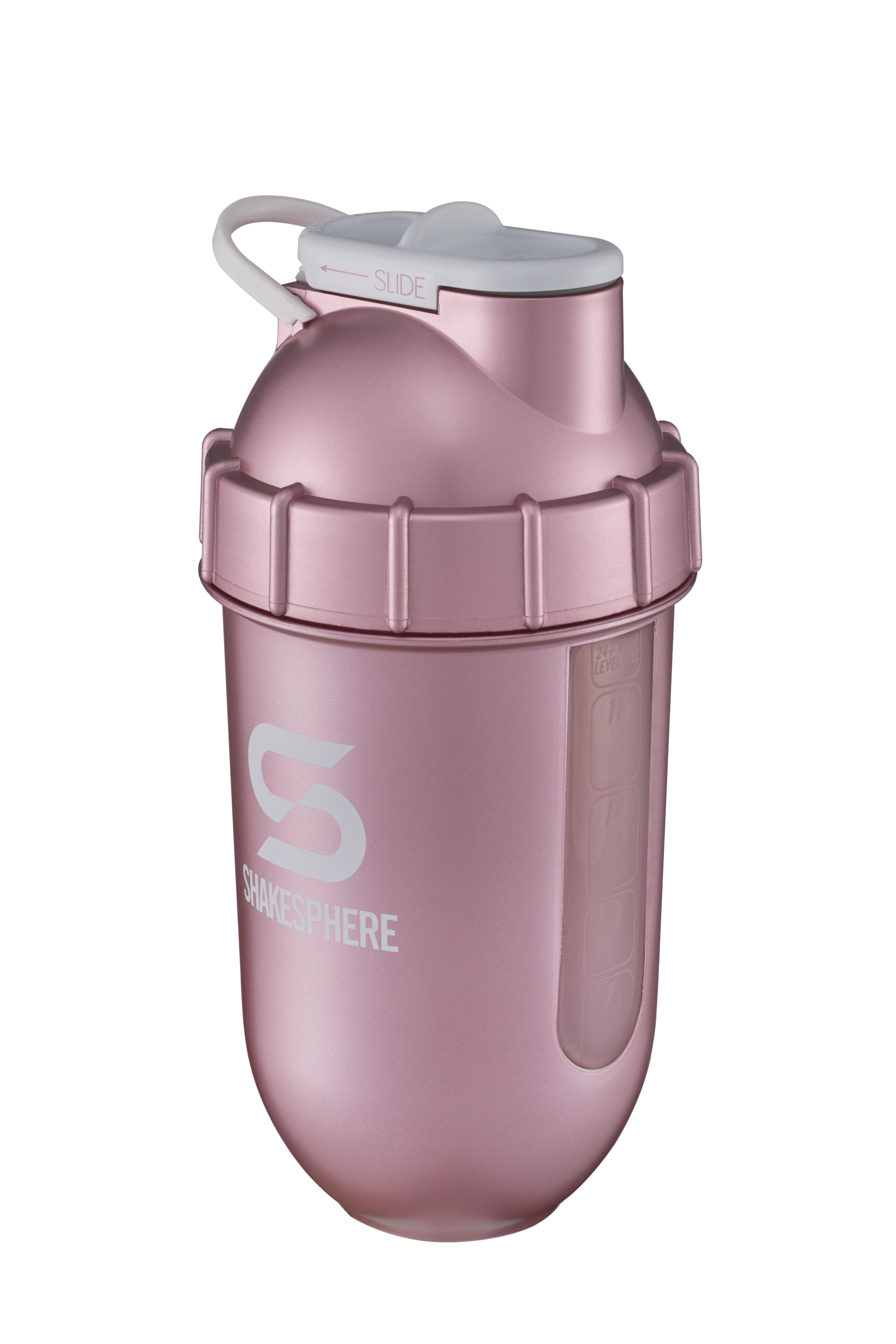 Protein shaker bottle 700mls "Tumbler View" Rose Gold/White Logo/Clear Window　- 販売準備中 -