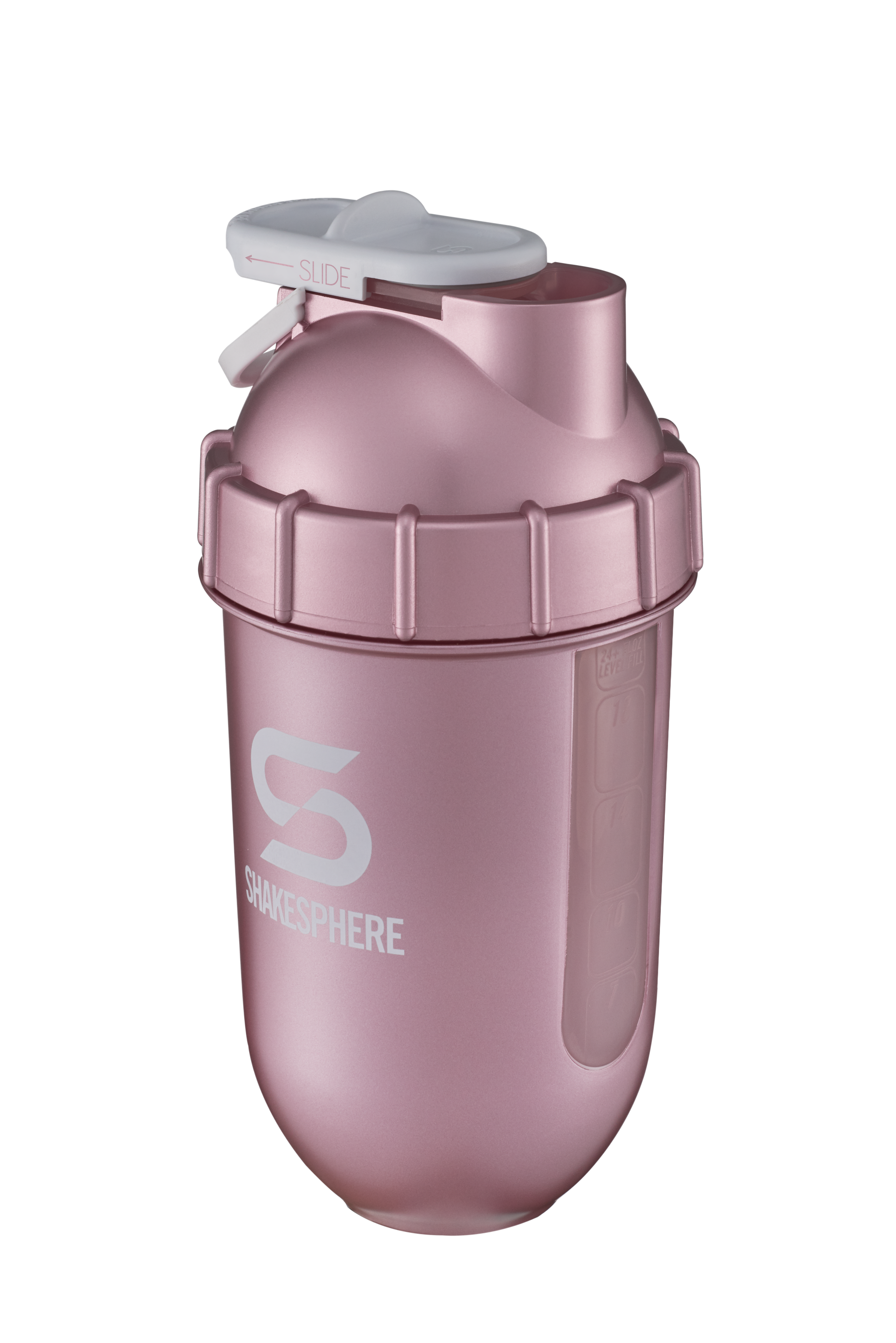 Protein shaker bottle 700mls "Tumbler View" Rose Gold/White Logo/Clear Window　- 販売準備中 -