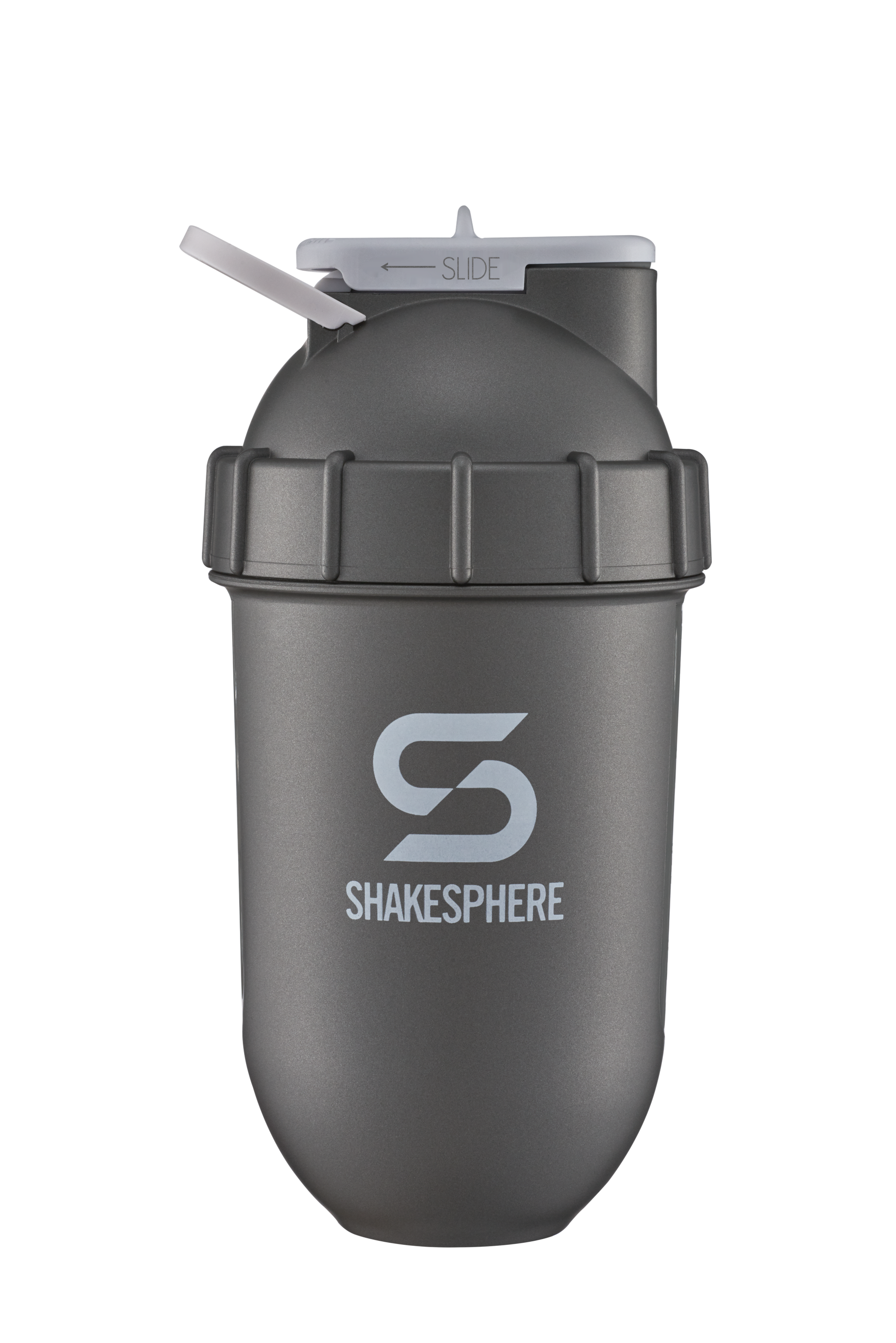 Protein shaker bottle 700mls "Tumbler View" Gun Metal/White Logo/Clear Window　- 販売準備中 -