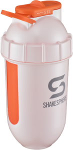 Protein shaker bottle 700mls "Tumbler View" Pearl White/Orange Window　- 販売準備中 -