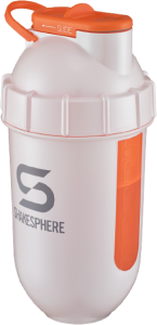 Protein shaker bottle 700mls "Tumbler View" Pearl White/Orange Window　- 販売準備中 -