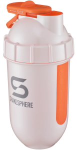 Protein shaker bottle 700mls "Tumbler View" Pearl White/Orange Window　- 販売準備中 -