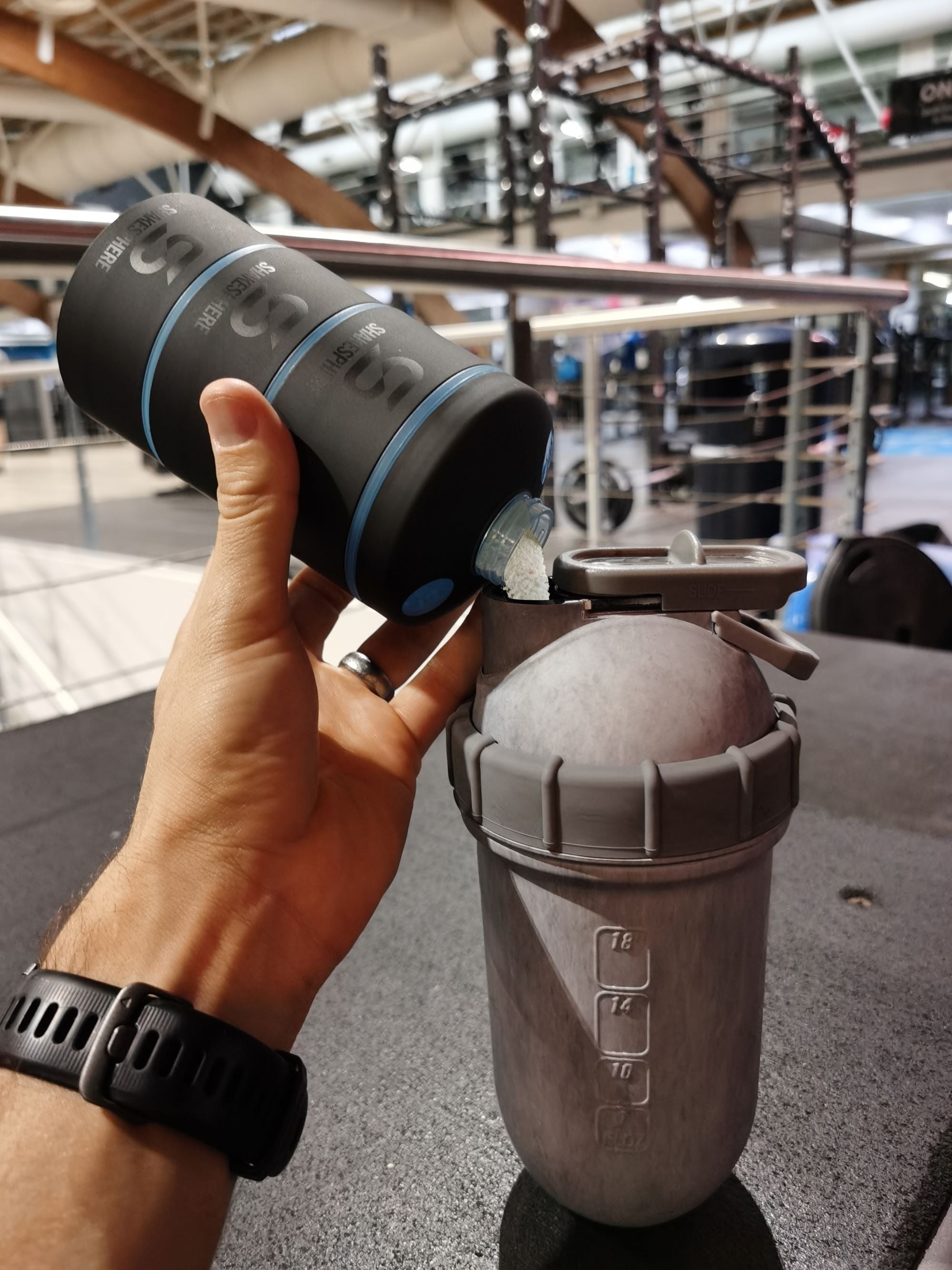 Protein Powder Stackable Storage Container 85g / 3oz, Cyan Blue　- 販売準備中 -
