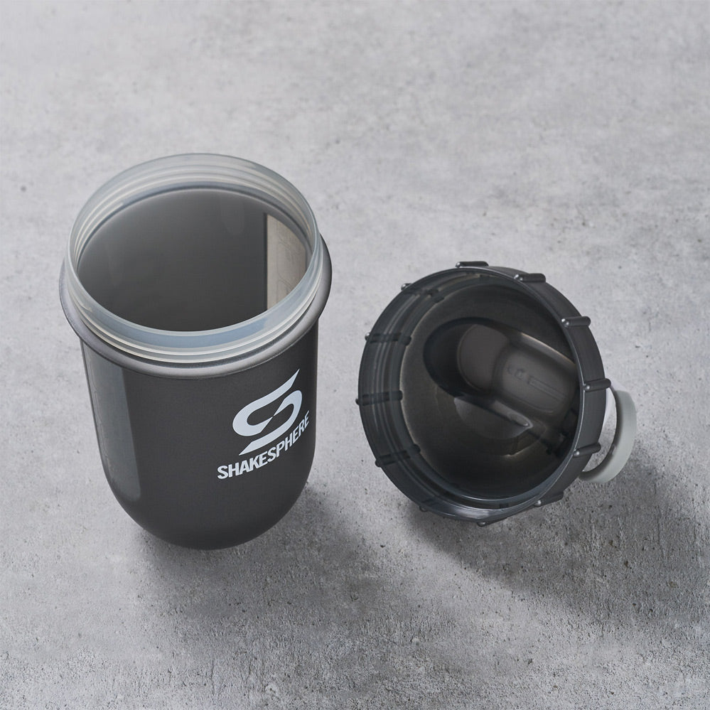 Protein shaker bottle 700mls "Tumbler View" Gun Metal/White Logo/Clear Window　- 販売準備中 -