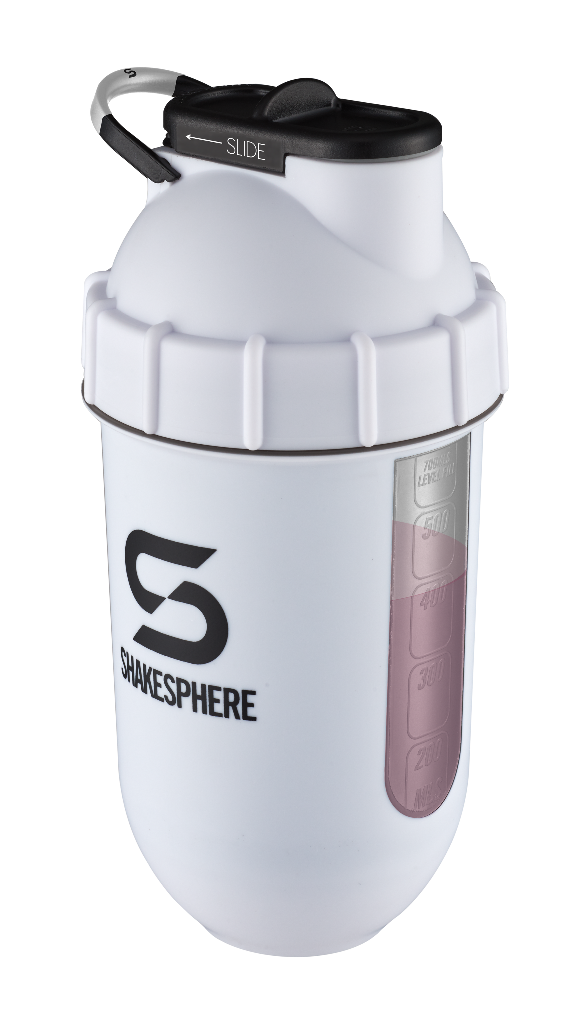 Protein shaker bottle 700mls "Tumbler View" Matte White/Black Window　- 販売準備中 -