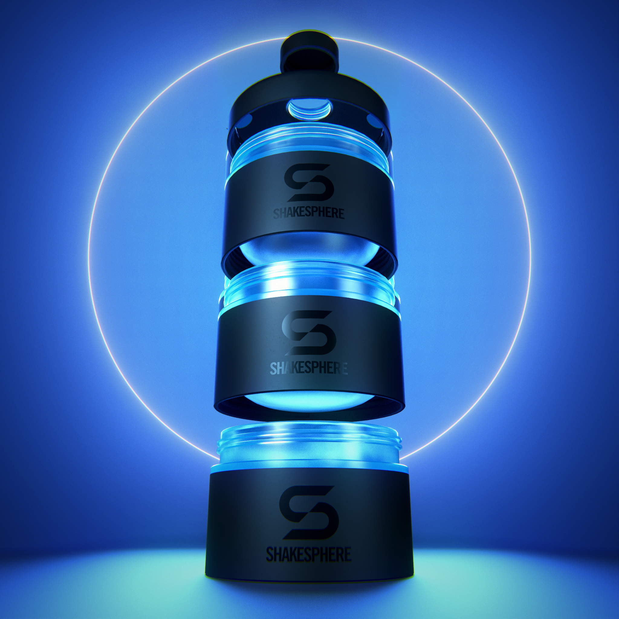 Protein Powder Stackable Storage Container 85g / 3oz, Cyan Blue　- 販売準備中 -